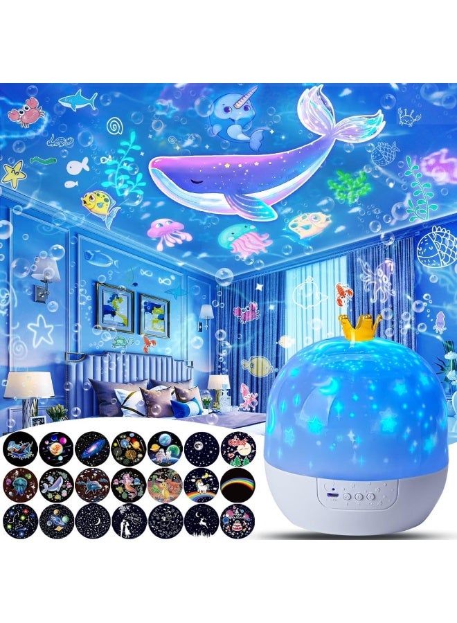 21 Sets of Movies, Children's Room Night Lights, Galaxy Projectors, Bedroom Night Lights, 360 ° Rotation, Bluetooth Speakers, Starry Sky Projector, Suitable for Birthday, Room Decoration